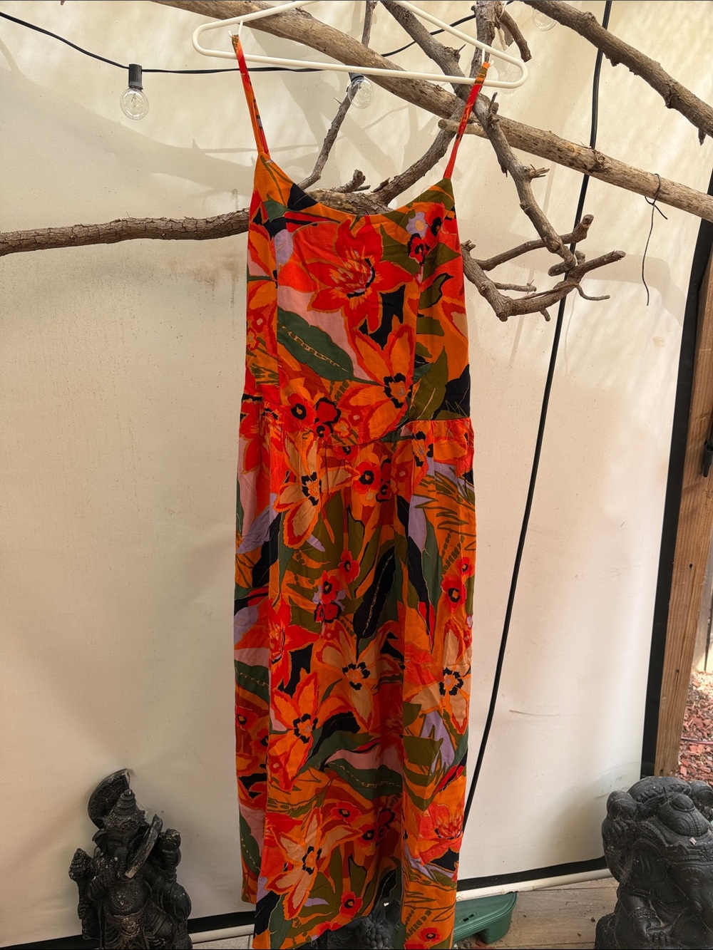 MSI Multi-Color Printed Dress with Deep Green and Orange Accents